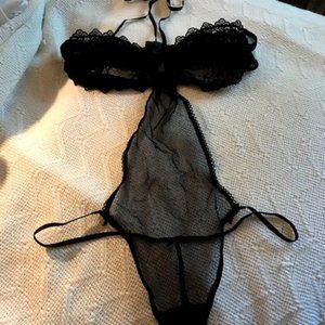 Victoria's Secret Black Lace One-Piece Bodysuit - Size Medium